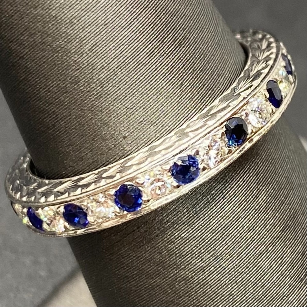 Platinum Designer Sapphire Diamond Eternity Band